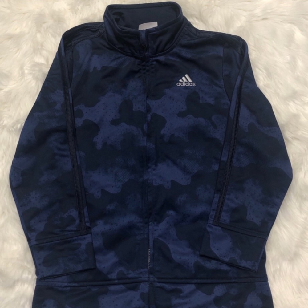 Adidas Track Jacket Boys Jump Suit Blue Camo sz 7